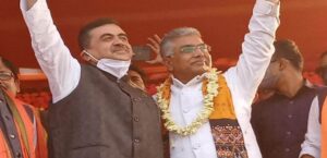 A Major Surprise in Nandigram! Dilip Ghosh Joins Suvendu Adhikari for Nomination Filing Amidst Huge Crowd