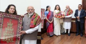 Kangana Ranaut Meets PM Modi in Delhi; Gifts Traditional Himachal Cap and Shawl