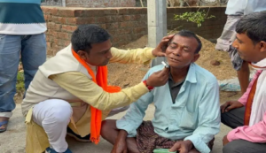 Votes Over Dignity? BJP Candidate Turns Barber on Campaign Trail, Shaves Voter’s Beard!