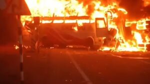 Fiery Death Trap In Andhra! 14 Burnt Alive As Bus Collides Head-On With Truck